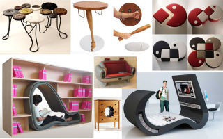 Varianty neobvyklého nábytku, značkové výrobky